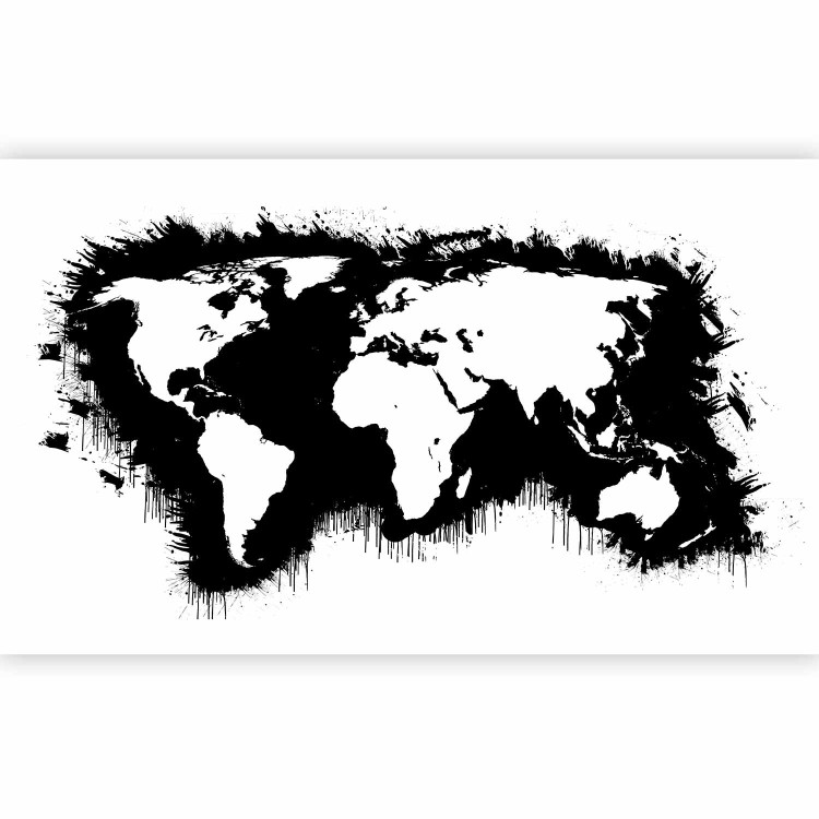 Photo Wallpaper Black and White World - Map with White Continents and Black Oceans 60025 additionalImage 1