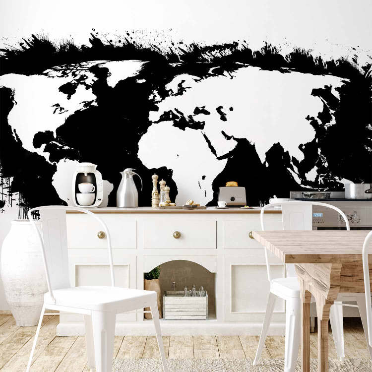 Photo Wallpaper Black and White World - Map with White Continents and Black Oceans 60025 additionalImage 6