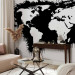 Photo Wallpaper Black and White World - Map with White Continents and Black Oceans 60025