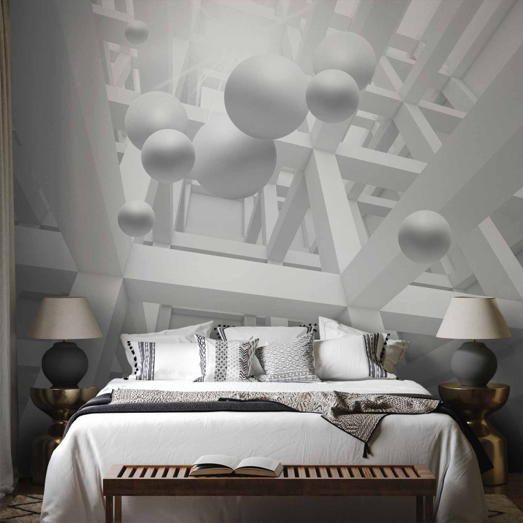 Wall Mural Geometric white - abstraction of spatial geometric figures 89025 additionalImage 2