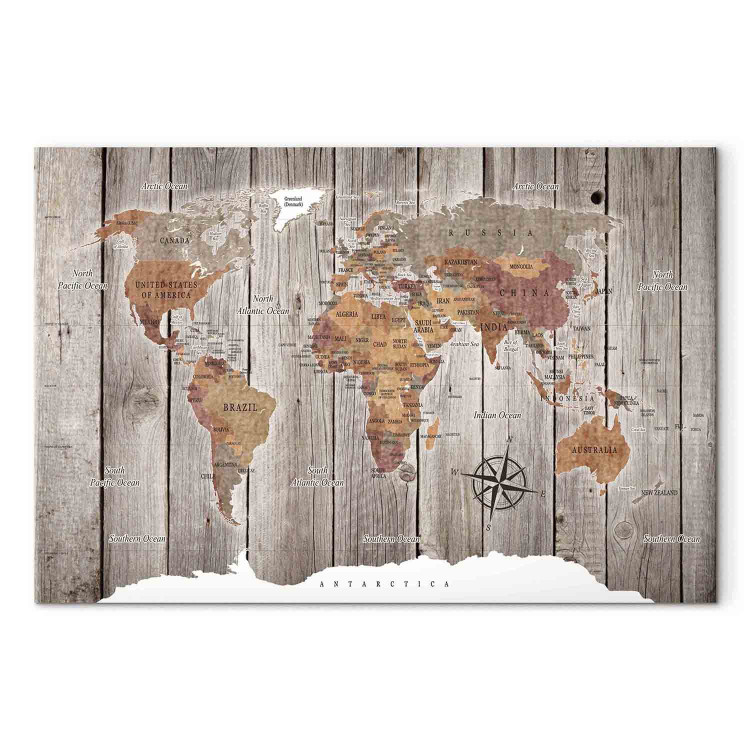 Canvas World Map: Wooden Stories 91925