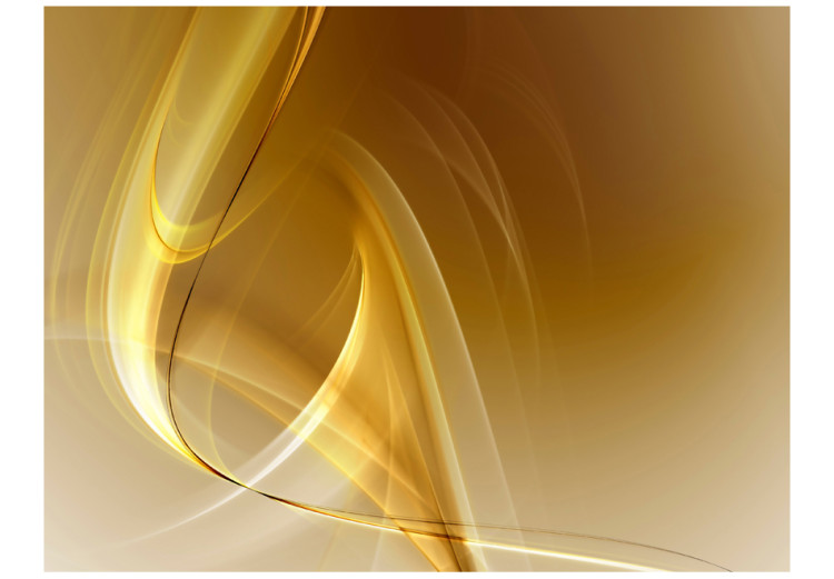 Photo Wallpaper Golden abstraction - fancy waves with light reflection and glow effect 96625 additionalImage 1
