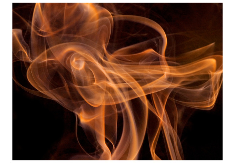 Photo Wallpaper Fleeting - orange floating smoke in black 3D space 97625 additionalImage 1