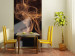 Photo Wallpaper Fleeting - orange floating smoke in black 3D space 97625