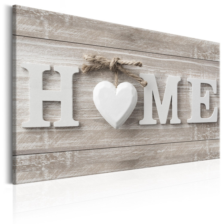Canvas Heart of Home (1-piece) - White English Text in Vintage Style 106235 additionalImage 2