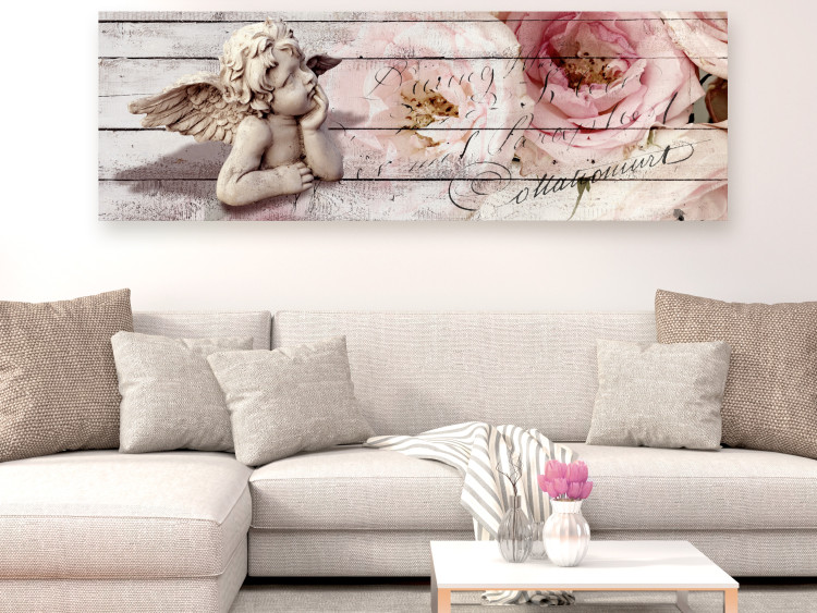 Canvas Print Contemplation (1-part) Narrow - Angel and Flowers in Vintage Style 107835 additionalImage 3