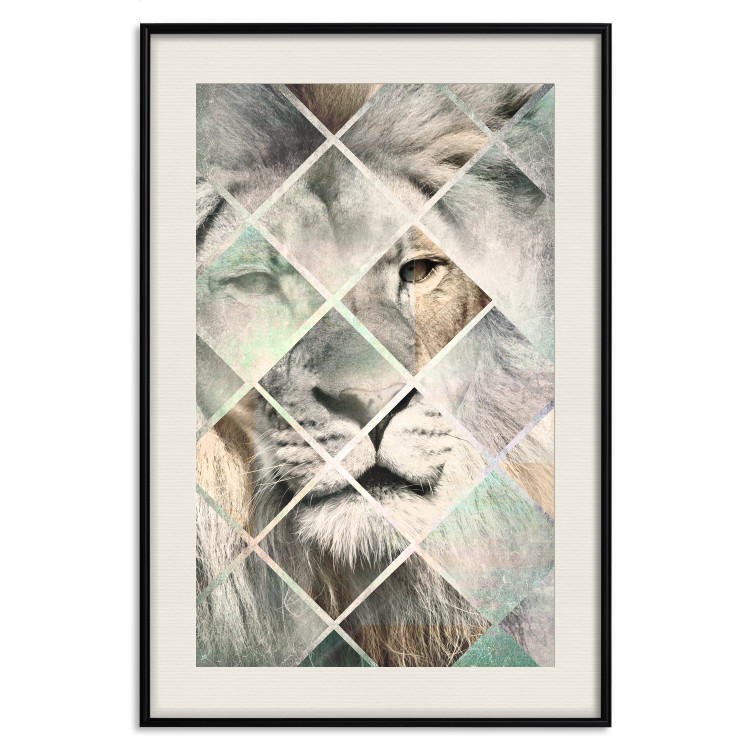 Poster Lion on the Chessboard - wild cat in a colorful geometric abstraction 114435 additionalImage 26