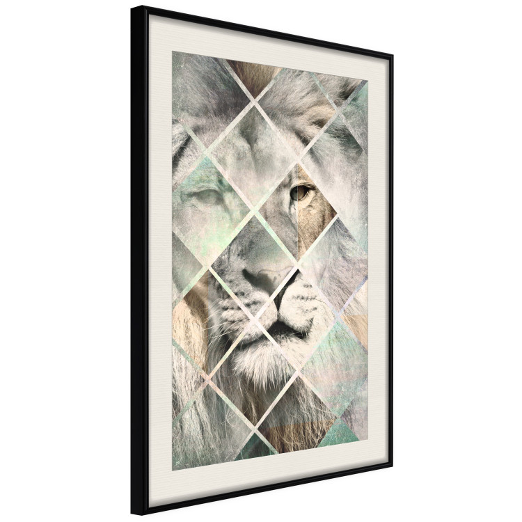 Poster Lion on the Chessboard - wild cat in a colorful geometric abstraction 114435 additionalImage 3