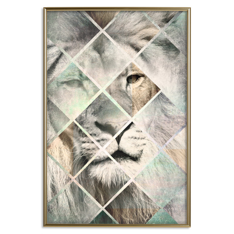 Poster Lion on the Chessboard - wild cat in a colorful geometric abstraction 114435 additionalImage 16
