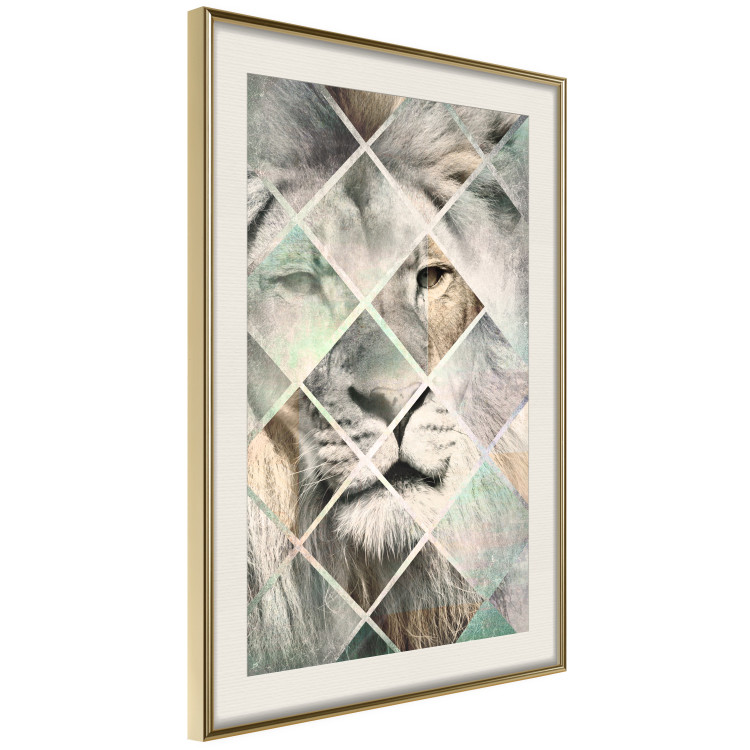 Poster Lion on the Chessboard - wild cat in a colorful geometric abstraction 114435 additionalImage 2