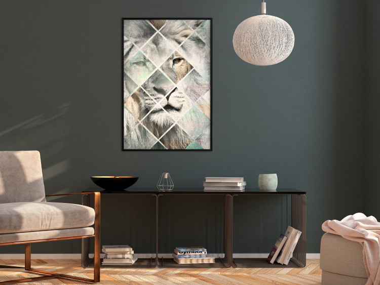 Poster Lion on the Chessboard - wild cat in a colorful geometric abstraction 114435 additionalImage 5