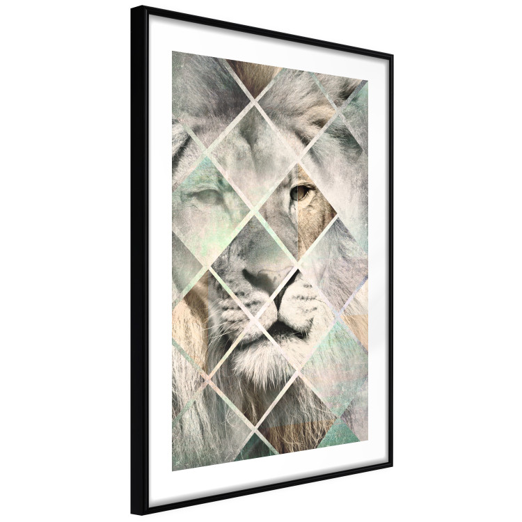 Poster Lion on the Chessboard - wild cat in a colorful geometric abstraction 114435 additionalImage 13