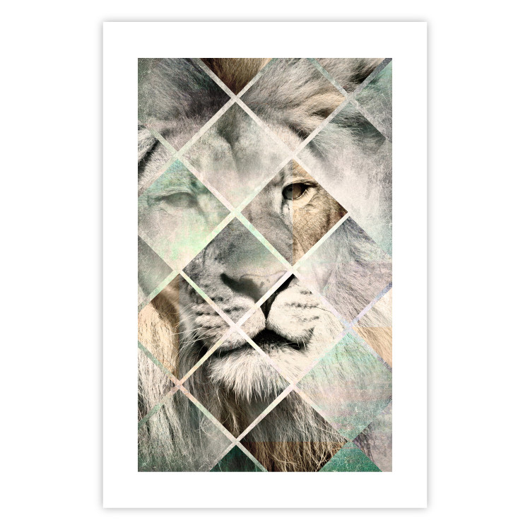 Poster Lion on the Chessboard - wild cat in a colorful geometric abstraction 114435 additionalImage 20