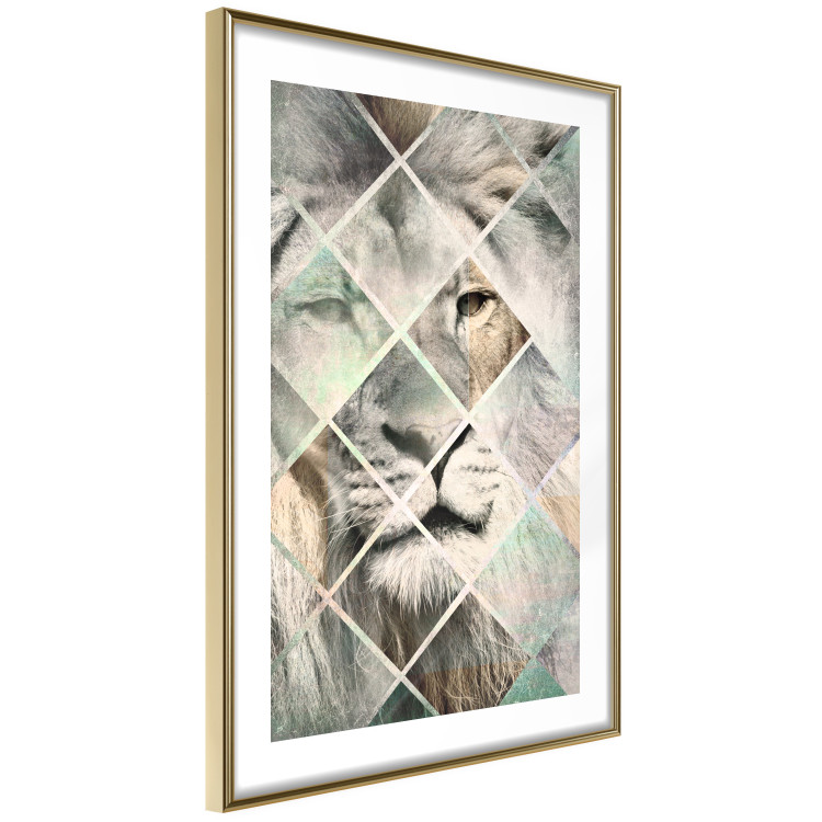 Poster Lion on the Chessboard - wild cat in a colorful geometric abstraction 114435 additionalImage 8