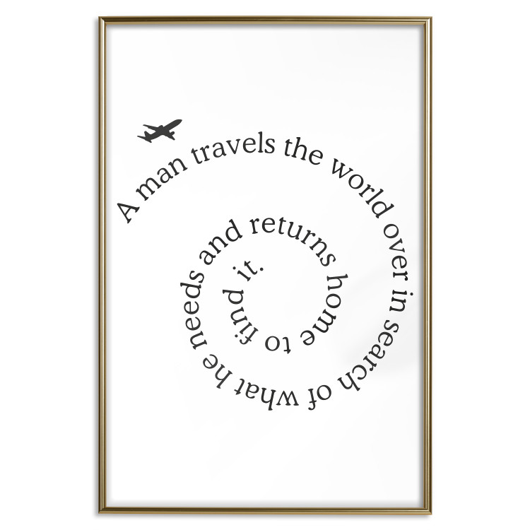 Poster Traveler - black airplane and English text on a solid background 114635 additionalImage 20