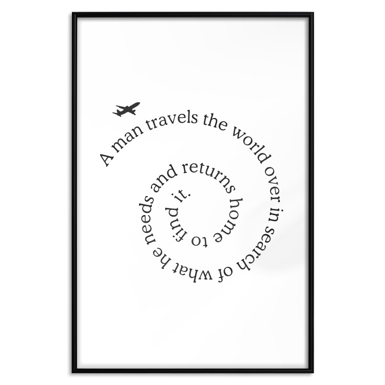 Poster Traveler - black airplane and English text on a solid background 114635 additionalImage 17