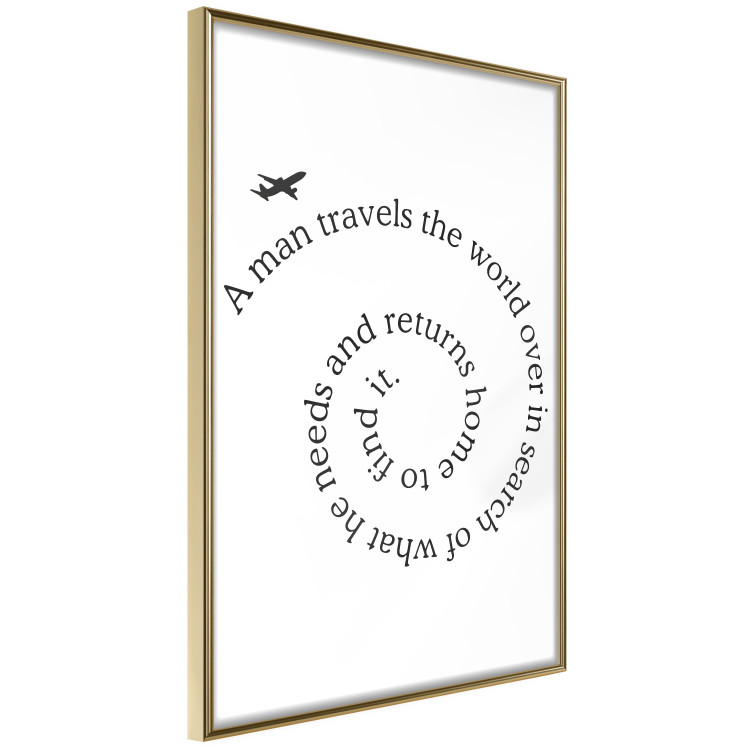 Poster Traveler - black airplane and English text on a solid background 114635 additionalImage 14