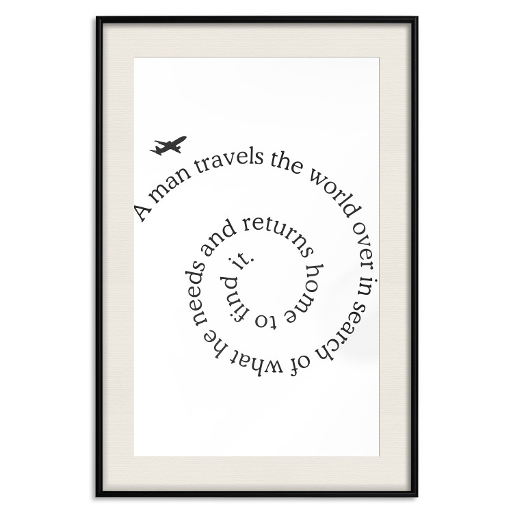 Poster Traveler - black airplane and English text on a solid background 114635 additionalImage 18