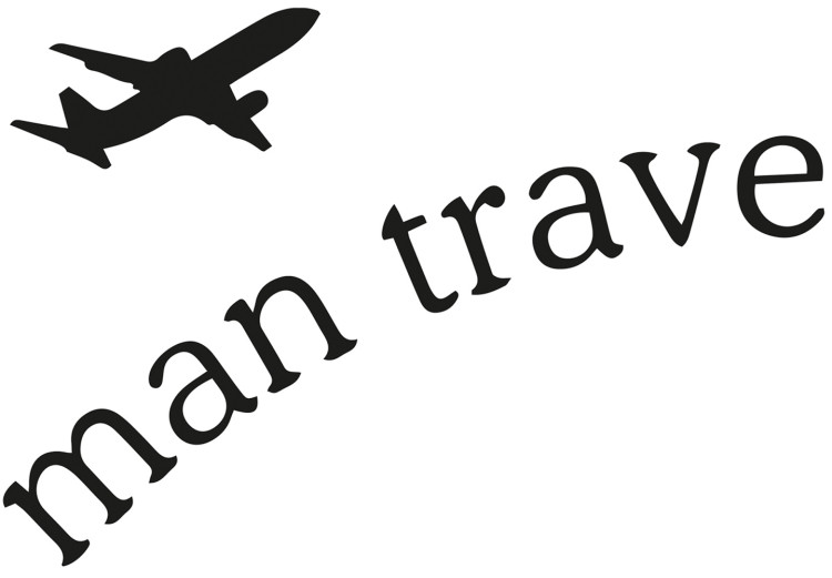 Poster Traveler - black airplane and English text on a solid background 114635 additionalImage 9