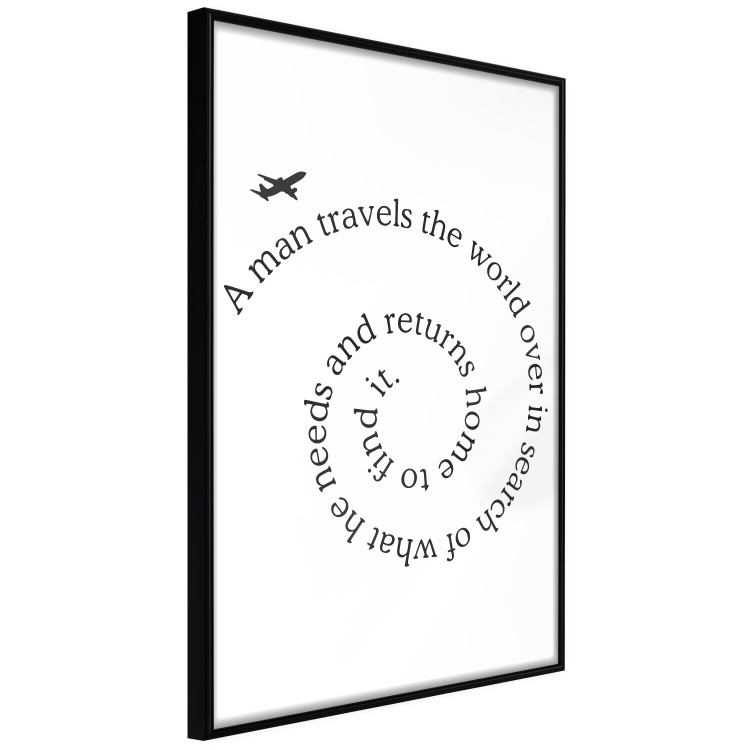 Poster Traveler - black airplane and English text on a solid background 114635 additionalImage 12