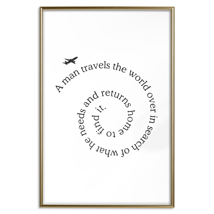 Poster Traveler - black airplane and English text on a solid background 114635 additionalImage 16