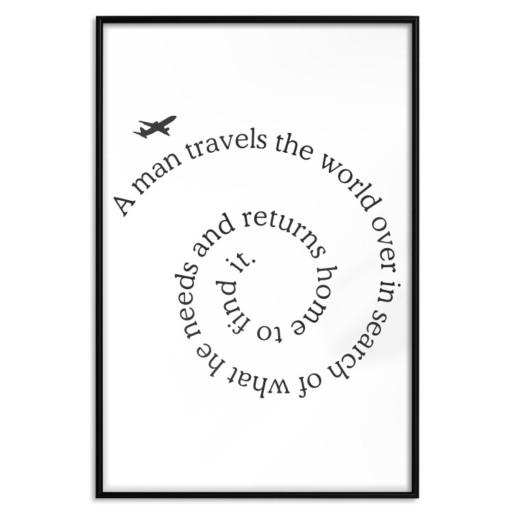 Poster Traveler - black airplane and English text on a solid background 114635 additionalImage 18