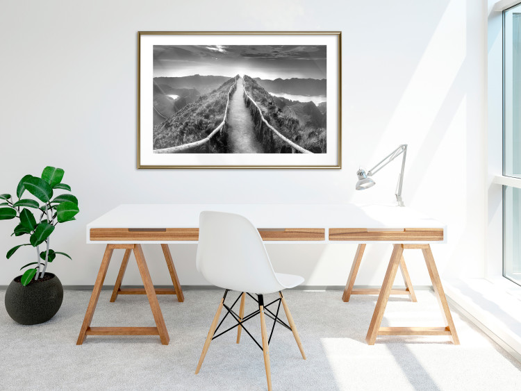 Wall Poster Azores - black and white landscape with a view of the sky and mountain road 115135 additionalImage 15
