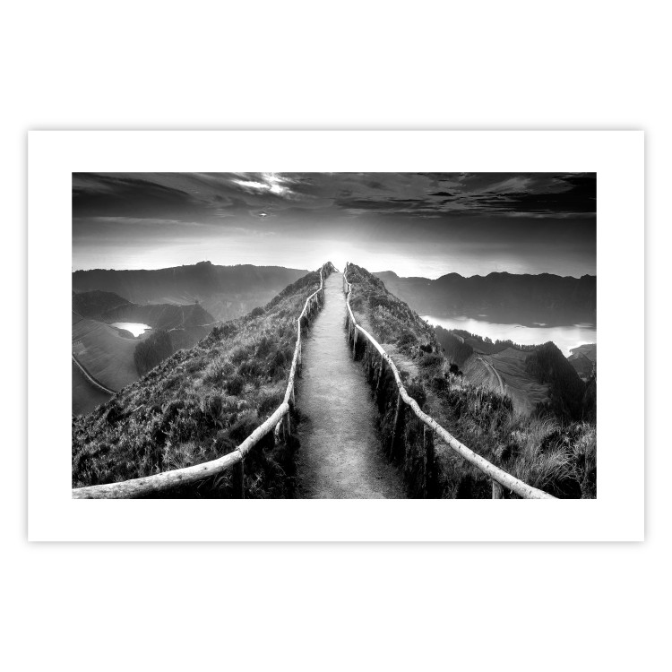 Wall Poster Azores - black and white landscape with a view of the sky and mountain road 115135 additionalImage 25