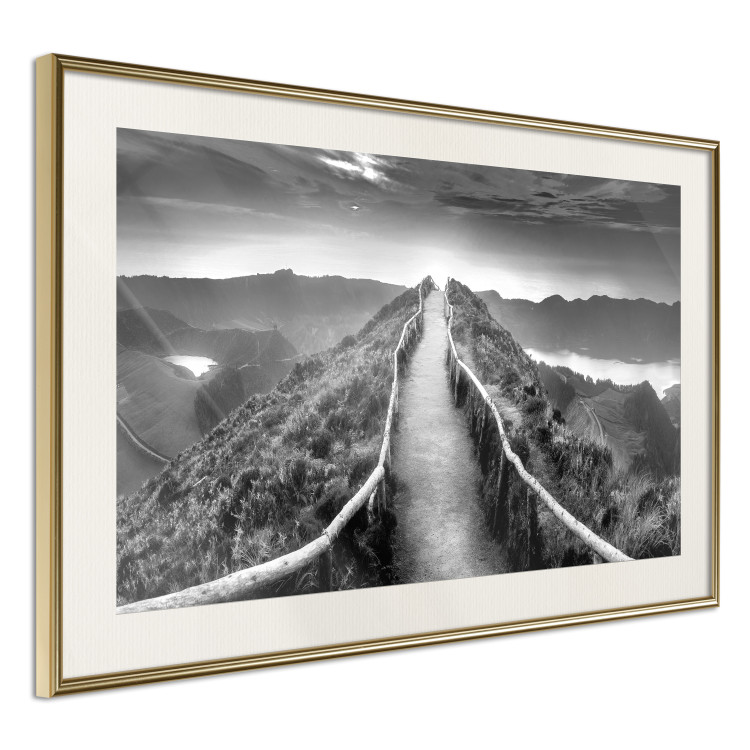 Wall Poster Azores - black and white landscape with a view of the sky and mountain road 115135 additionalImage 2