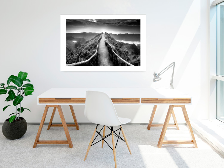 Wall Poster Azores - black and white landscape with a view of the sky and mountain road 115135 additionalImage 4