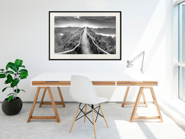 Wall Poster Azores - black and white landscape with a view of the sky and mountain road 115135 additionalImage 22