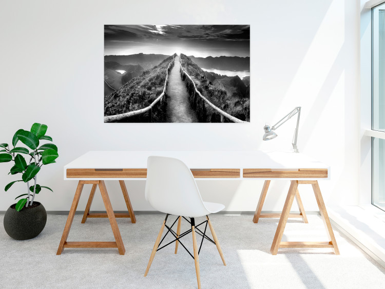 Wall Poster Azores - black and white landscape with a view of the sky and mountain road 115135 additionalImage 23