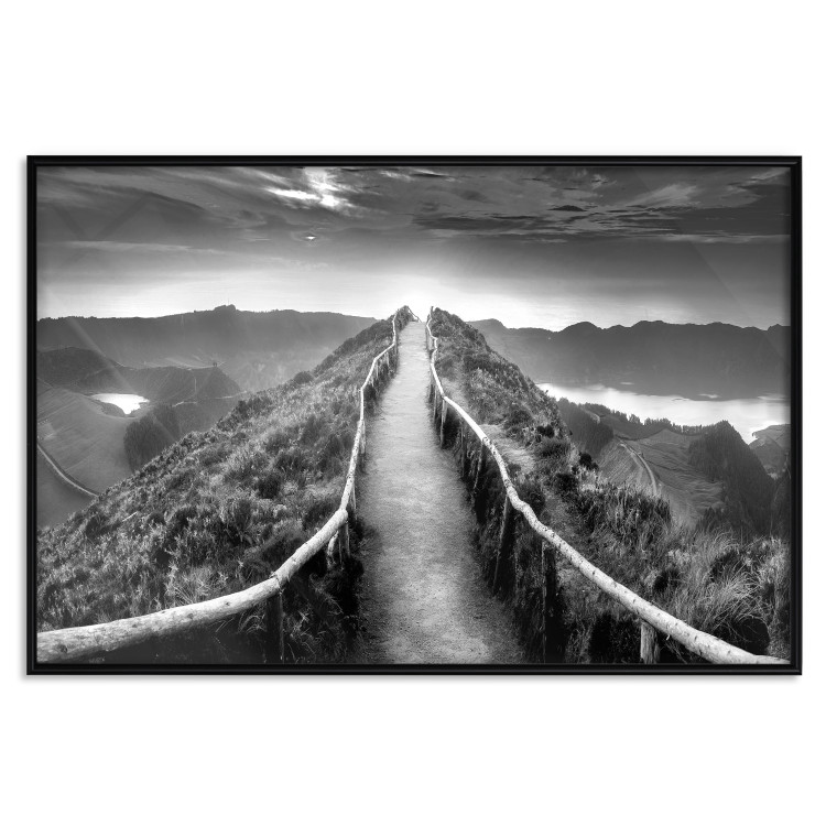 Wall Poster Azores - black and white landscape with a view of the sky and mountain road 115135 additionalImage 24