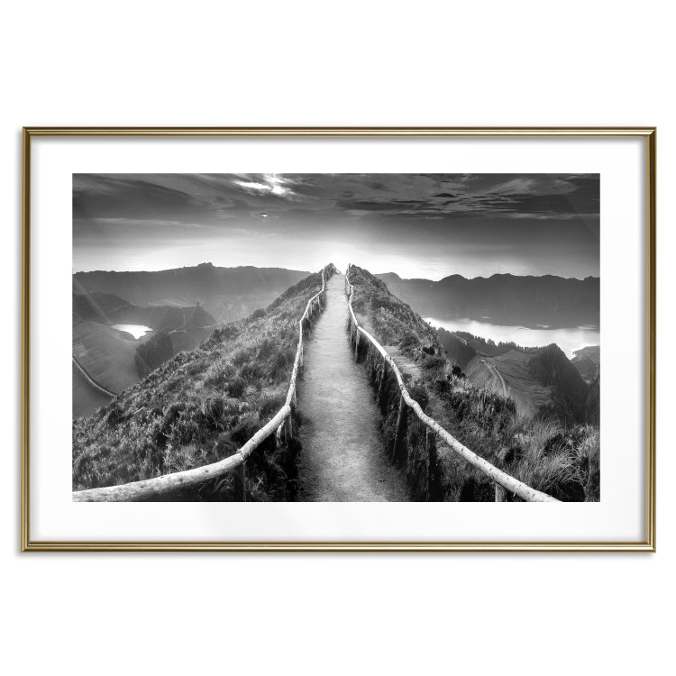 Wall Poster Azores - black and white landscape with a view of the sky and mountain road 115135 additionalImage 16