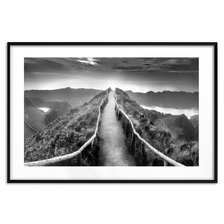 Wall Poster Azores - black and white landscape with a view of the sky and mountain road 115135 additionalImage 17