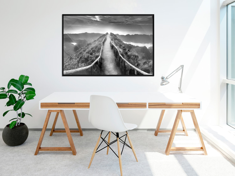 Wall Poster Azores - black and white landscape with a view of the sky and mountain road 115135 additionalImage 5