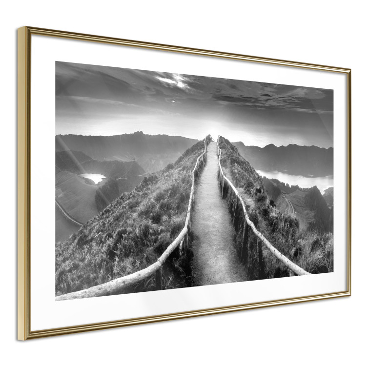 Wall Poster Azores - black and white landscape with a view of the sky and mountain road 115135 additionalImage 8