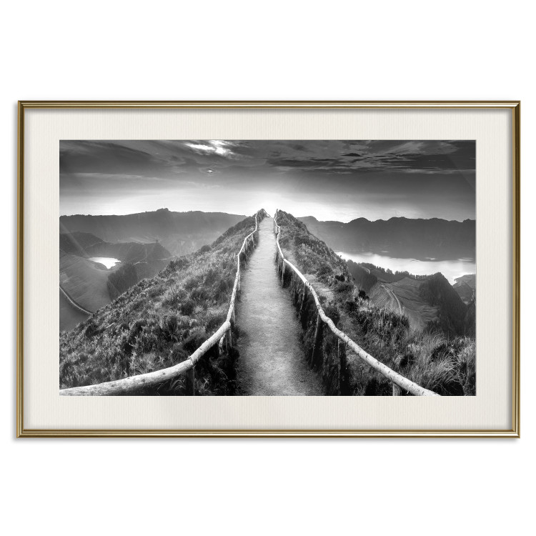 Wall Poster Azores - black and white landscape with a view of the sky and mountain road 115135 additionalImage 19