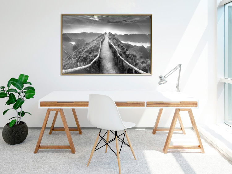 Wall Poster Azores - black and white landscape with a view of the sky and mountain road 115135 additionalImage 7