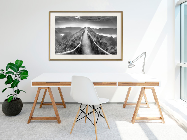 Wall Poster Azores - black and white landscape with a view of the sky and mountain road 115135 additionalImage 21