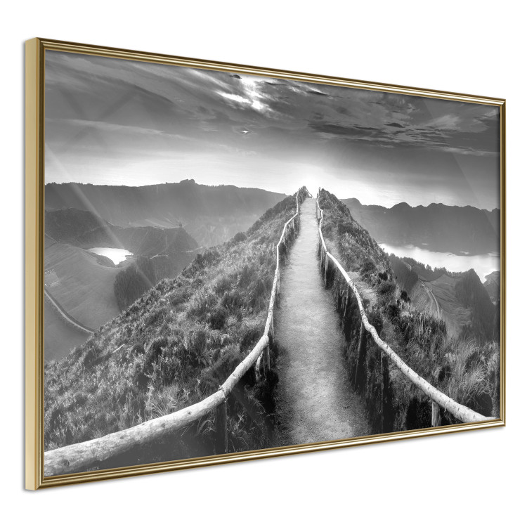 Wall Poster Azores - black and white landscape with a view of the sky and mountain road 115135 additionalImage 12