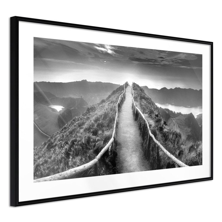 Wall Poster Azores - black and white landscape with a view of the sky and mountain road 115135 additionalImage 11