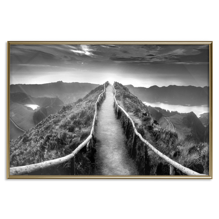Wall Poster Azores - black and white landscape with a view of the sky and mountain road 115135 additionalImage 16