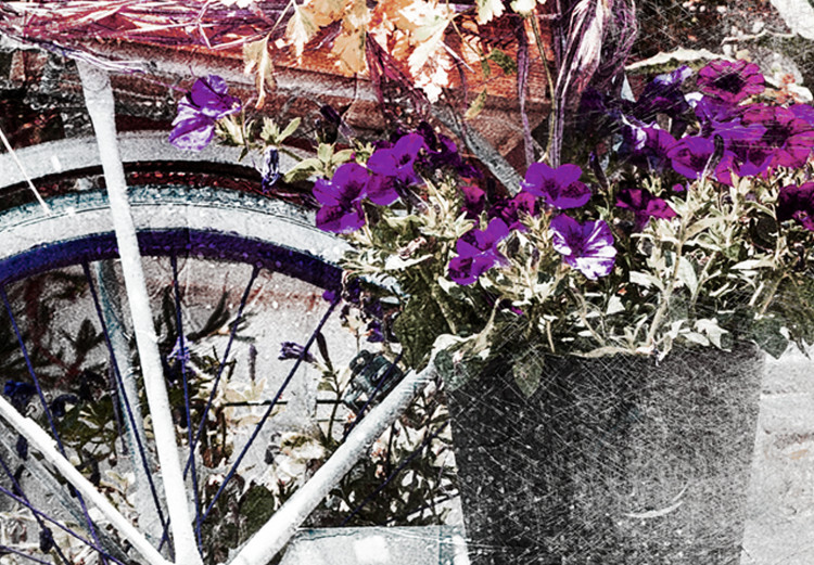 Canvas Print Flowery Street (1-part) - Bicycle in Shabby Chic Style Under Stairs 116435 additionalImage 4