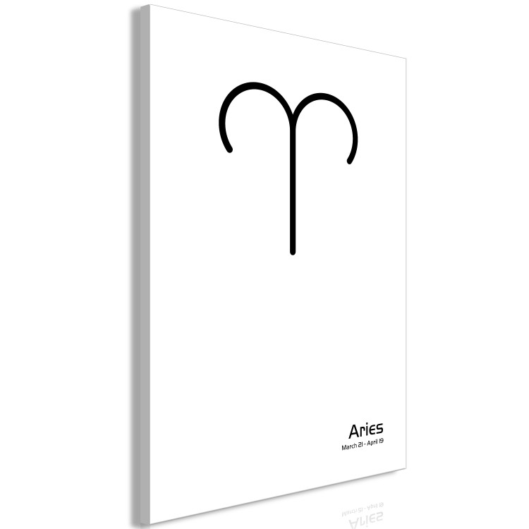 Canvas Print Aries zodiac sign - black and white graphics with black lettering 117035 additionalImage 2