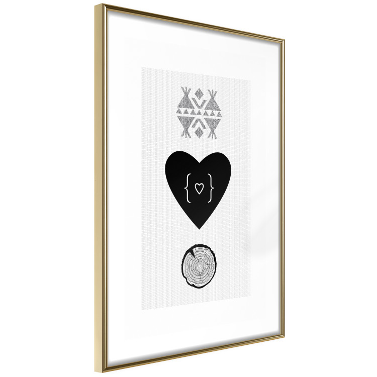 Poster Two Hearts and a Trunk - simple black and white composition in original pattern 117335 additionalImage 6
