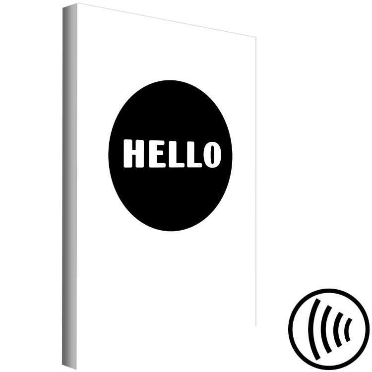 Canvas Print Hello - white inscription on a black circle, on the background 117635 additionalImage 6