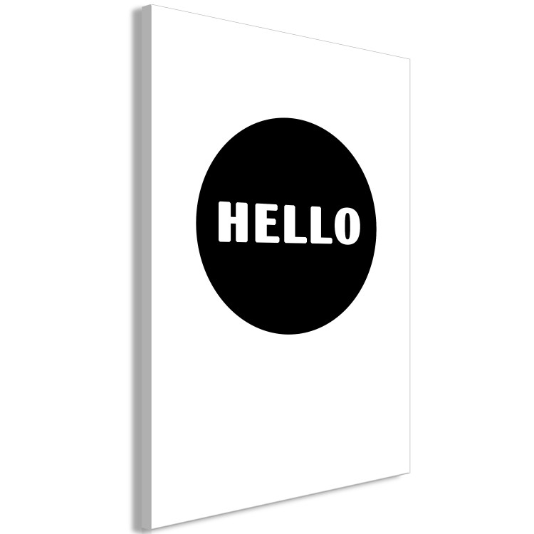 Canvas Print Hello - white inscription on a black circle, on the background 117635 additionalImage 2