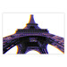Poster Architectural Hypnosis - purple Eiffel Tower from a frog's perspective 117935
