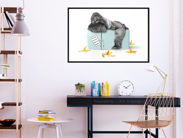 Wall Poster Hungry Gorilla - humorous composition with a wild monkey and banana peels 119035 additionalImage 3